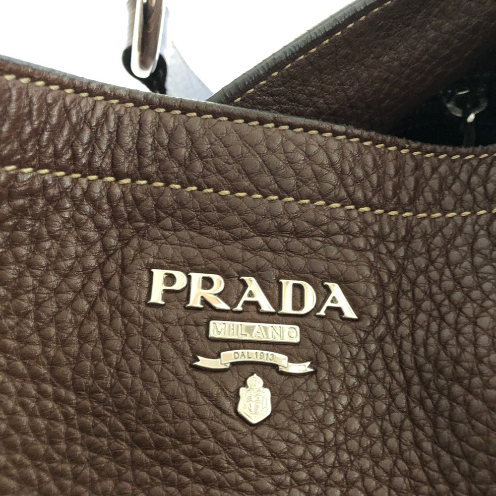 Prada pebbled leather handbag